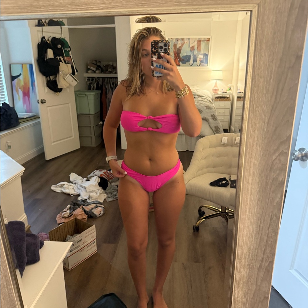 Pink Bandeau Bikini Set